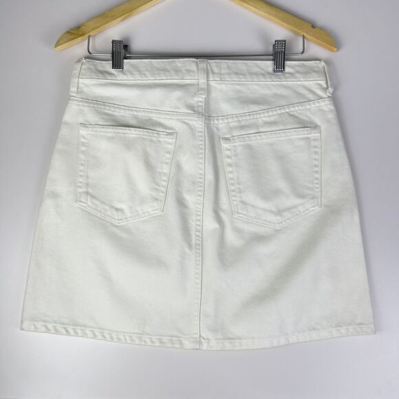 Everlane Women's Cream Cotton Zip Fly Casual A-Line Mini Denim Skirt Size 28 - Picture 2 of 5